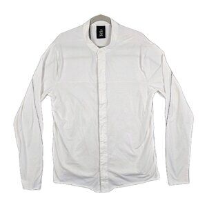 Thom Krom Shirt Men's Large Minimalist Avant-Garde Soft Cotton Blend White L/S